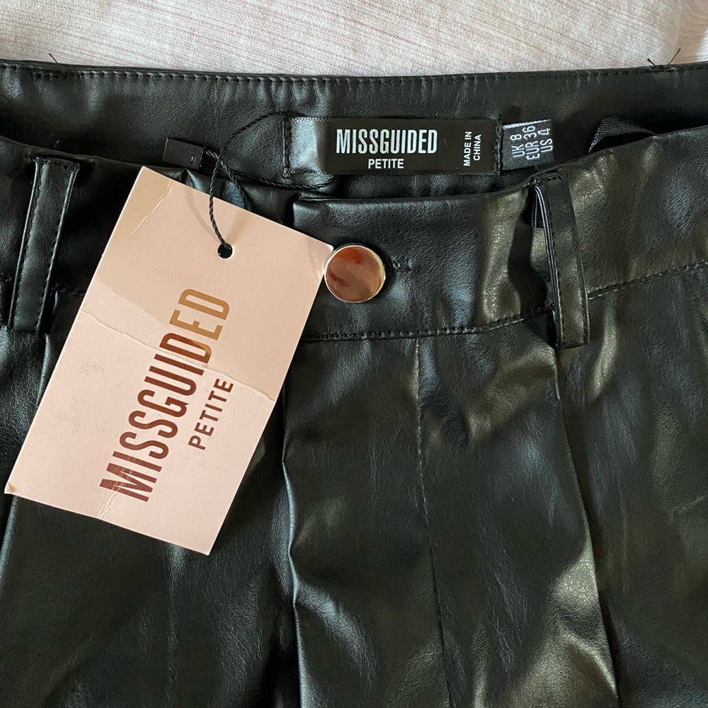 MISSGUIDED Faux Leather Straight Pants